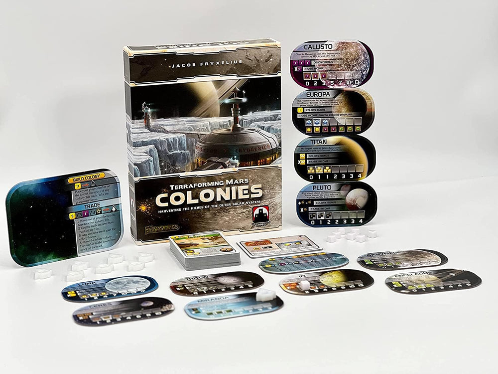 Stronghold Games' Terraforming Mars: Colonies box interior reveals sturdy storage for components.