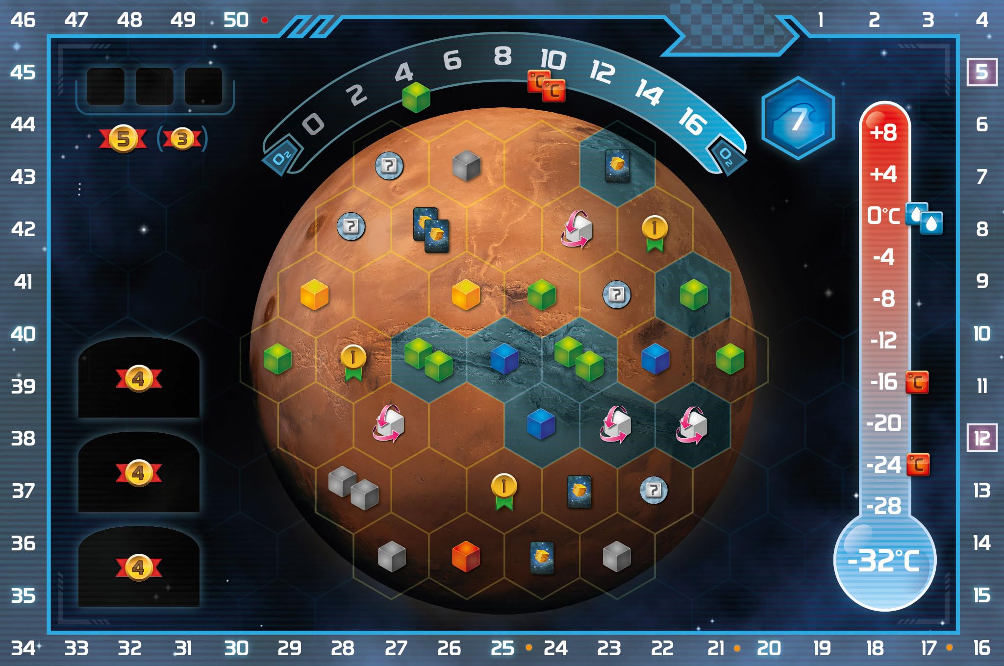 Stronghold Games Terraforming Mars Dice Game resource dice illustrating varied production each turn