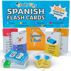 Study Key 500+ Spanish flash cards cover image for beginner learning