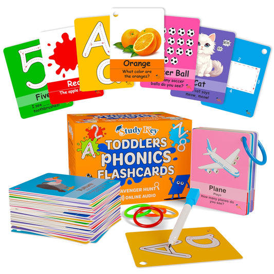 Study Key ABC flash cards cover supports early literacy with visual appeal.