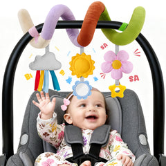 Stuffed Spiral Baby Car Seat Toy attachment for travel and stroller use