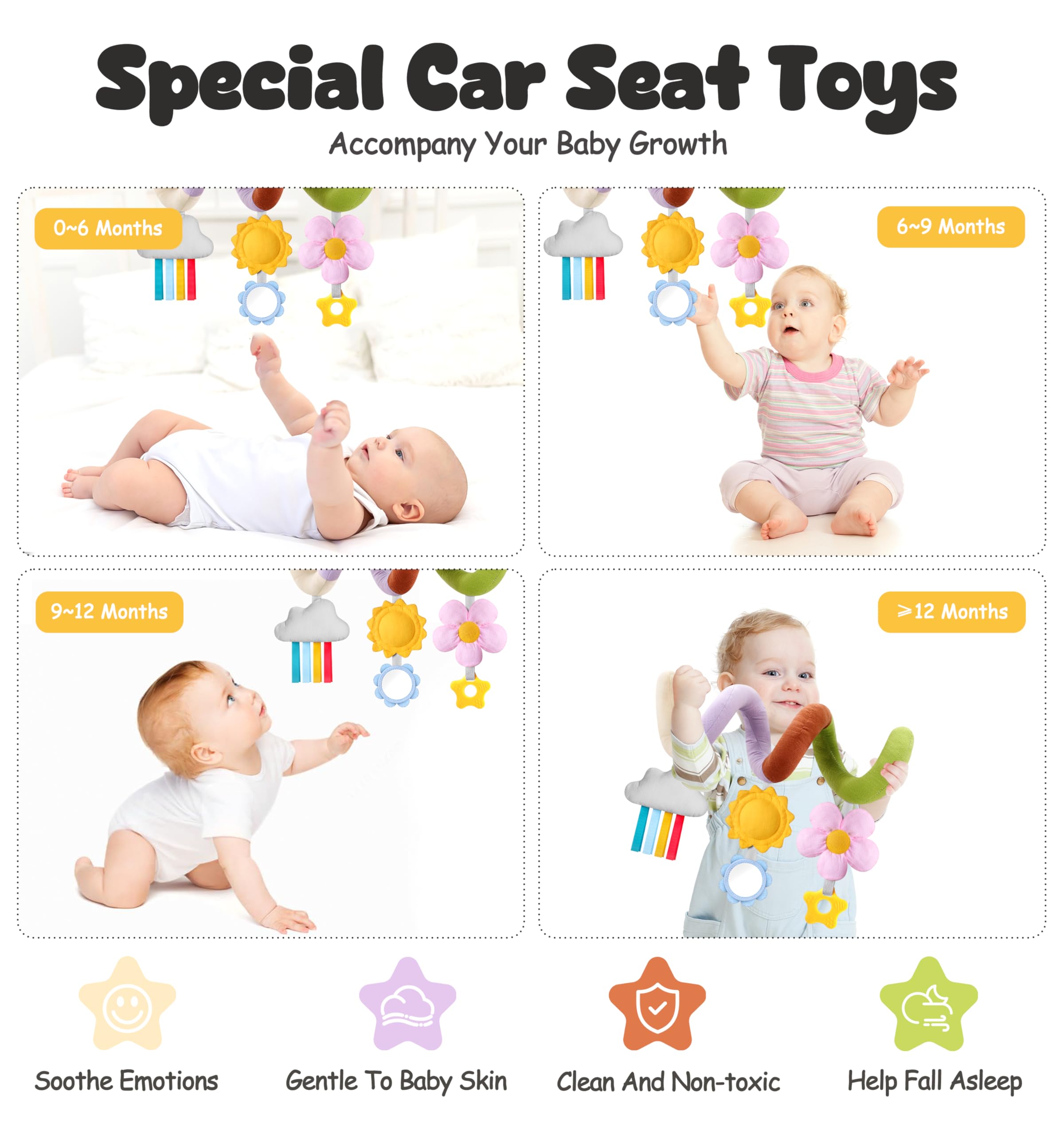 Stuffed Spiral Baby Tummy Time option shows removable tail for safety