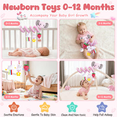 Stuffed unicorn plush with crinkle and bells for engaging sounds.