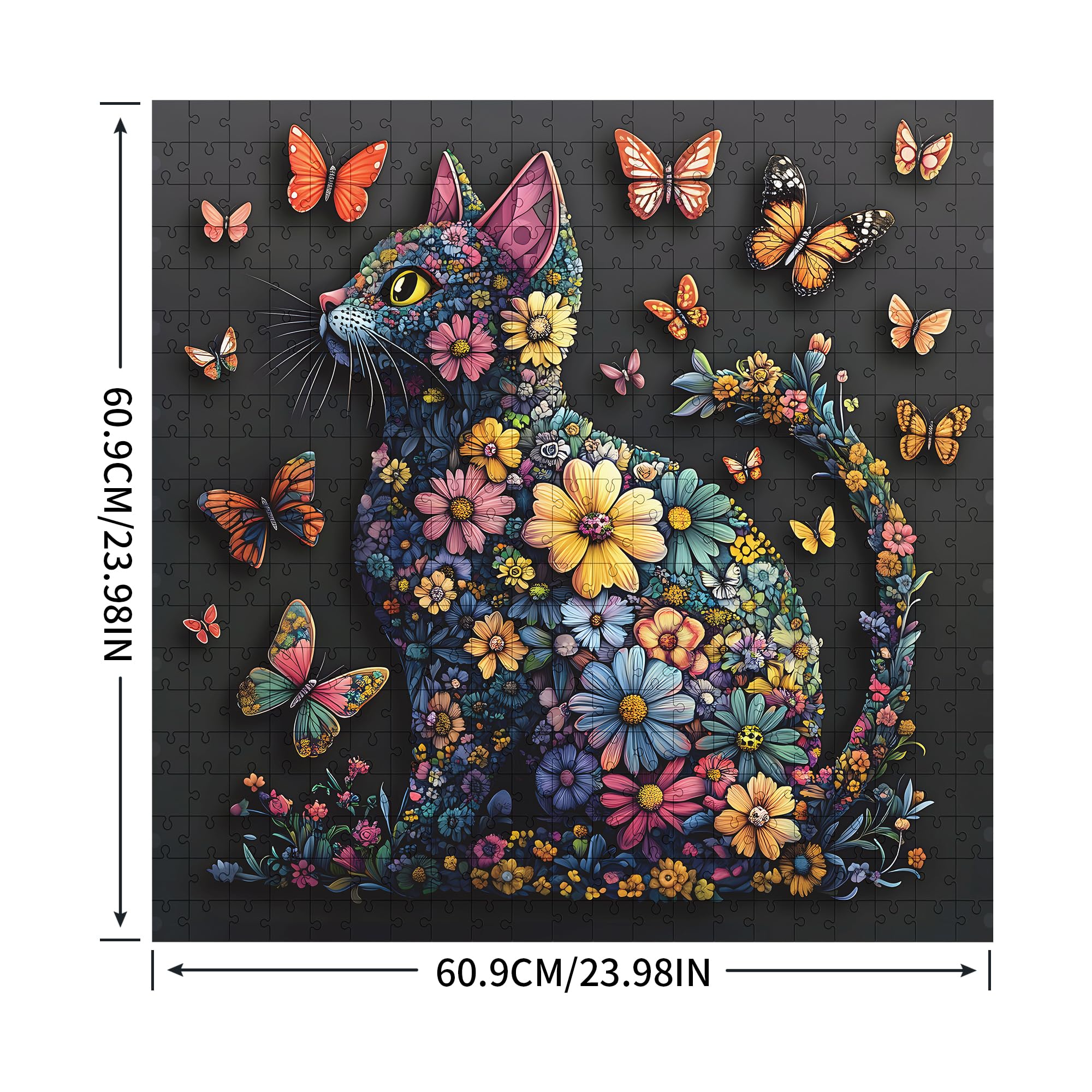 STYISHANG black cat flower design puzzle with striking contrast