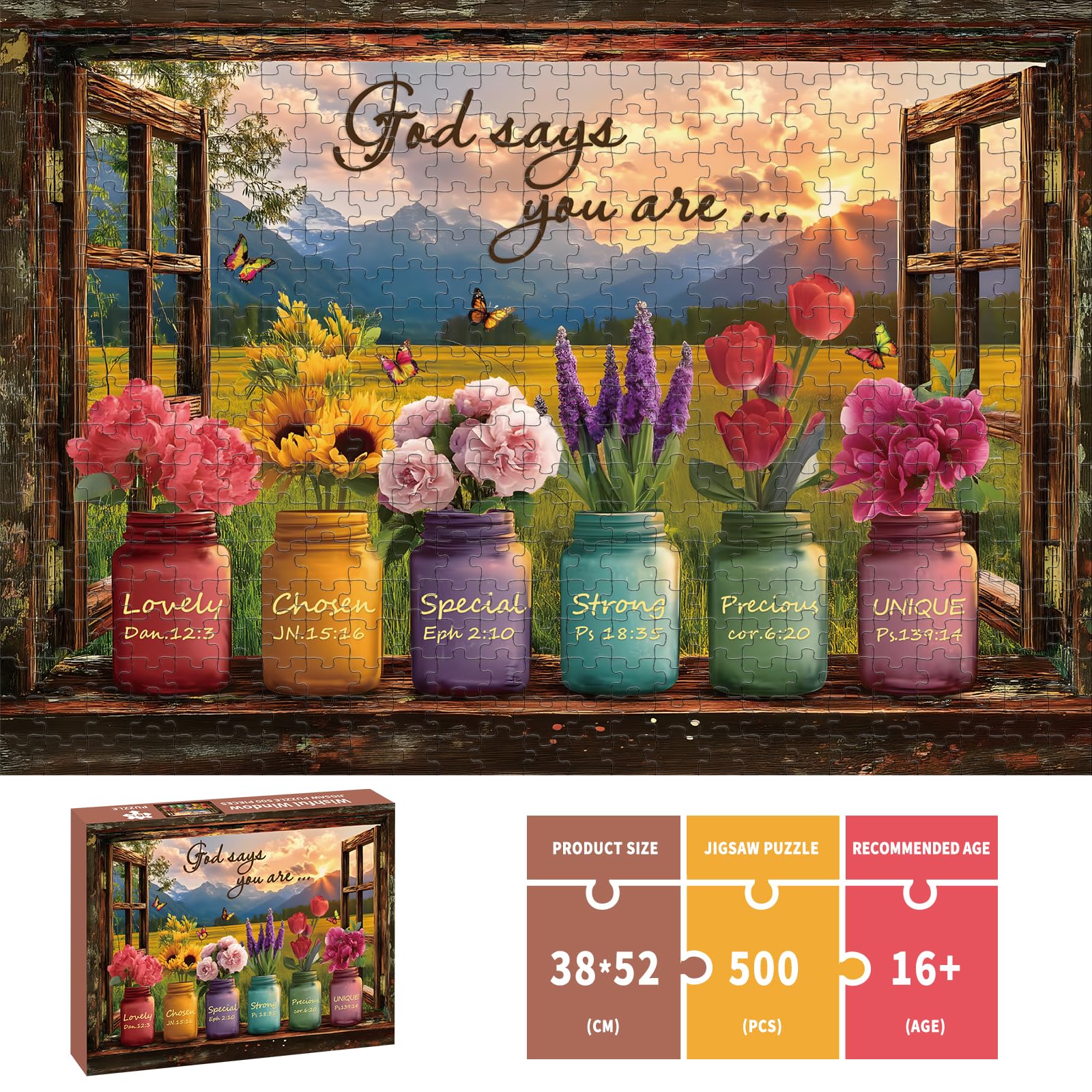 STYISHANG Flowers on windowsill puzzle inviting relaxing moments