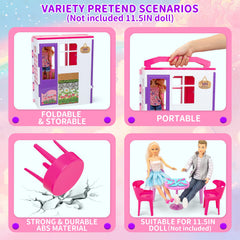 Style Shine Doll House bathroom with toilet supports daily routine pretend play.