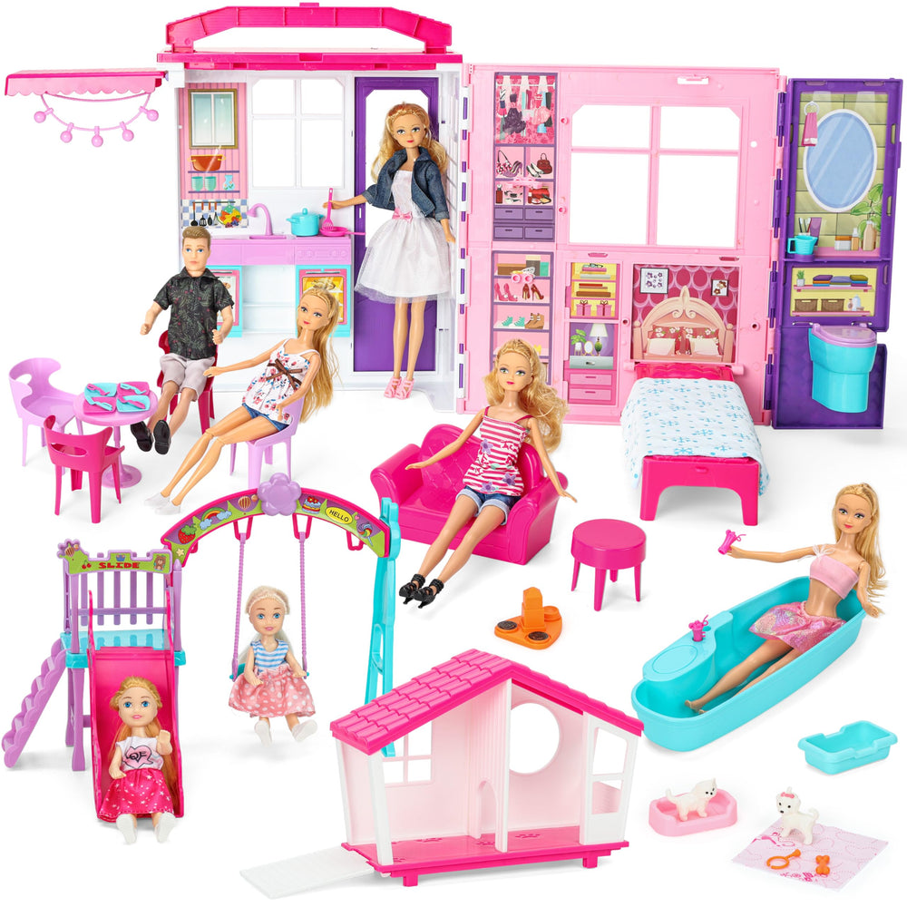 Style Shine folding castle doll house for imaginative play.