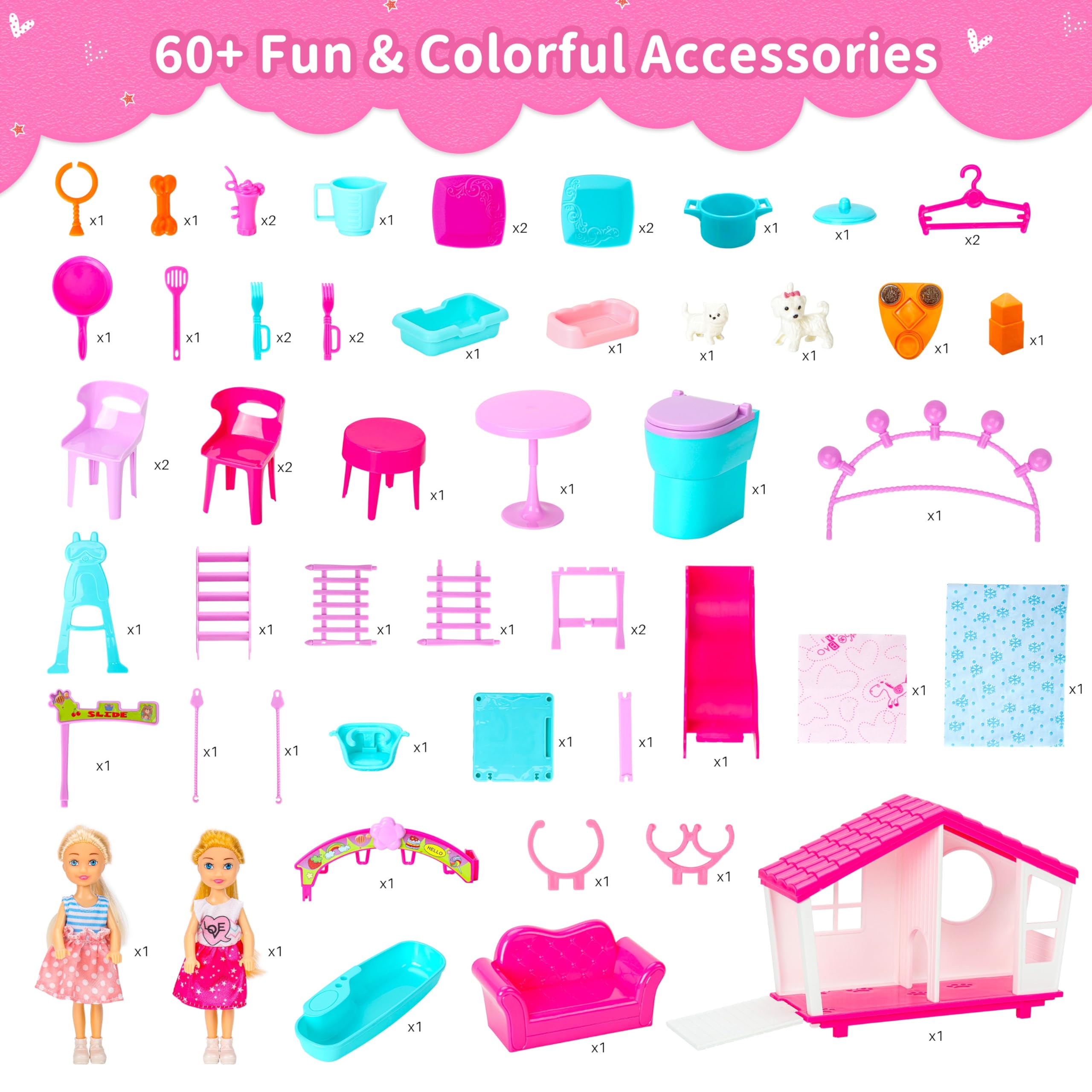 Style Shine two included 5.5-inch dolls for storytelling.