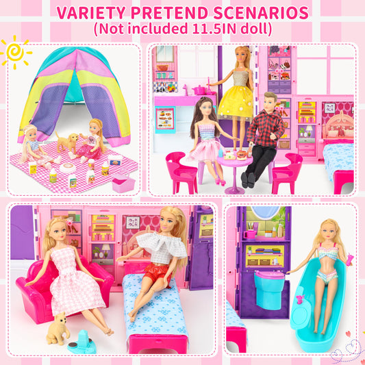 Style Shine portable doll house with handle, ideal for on‑the‑go play