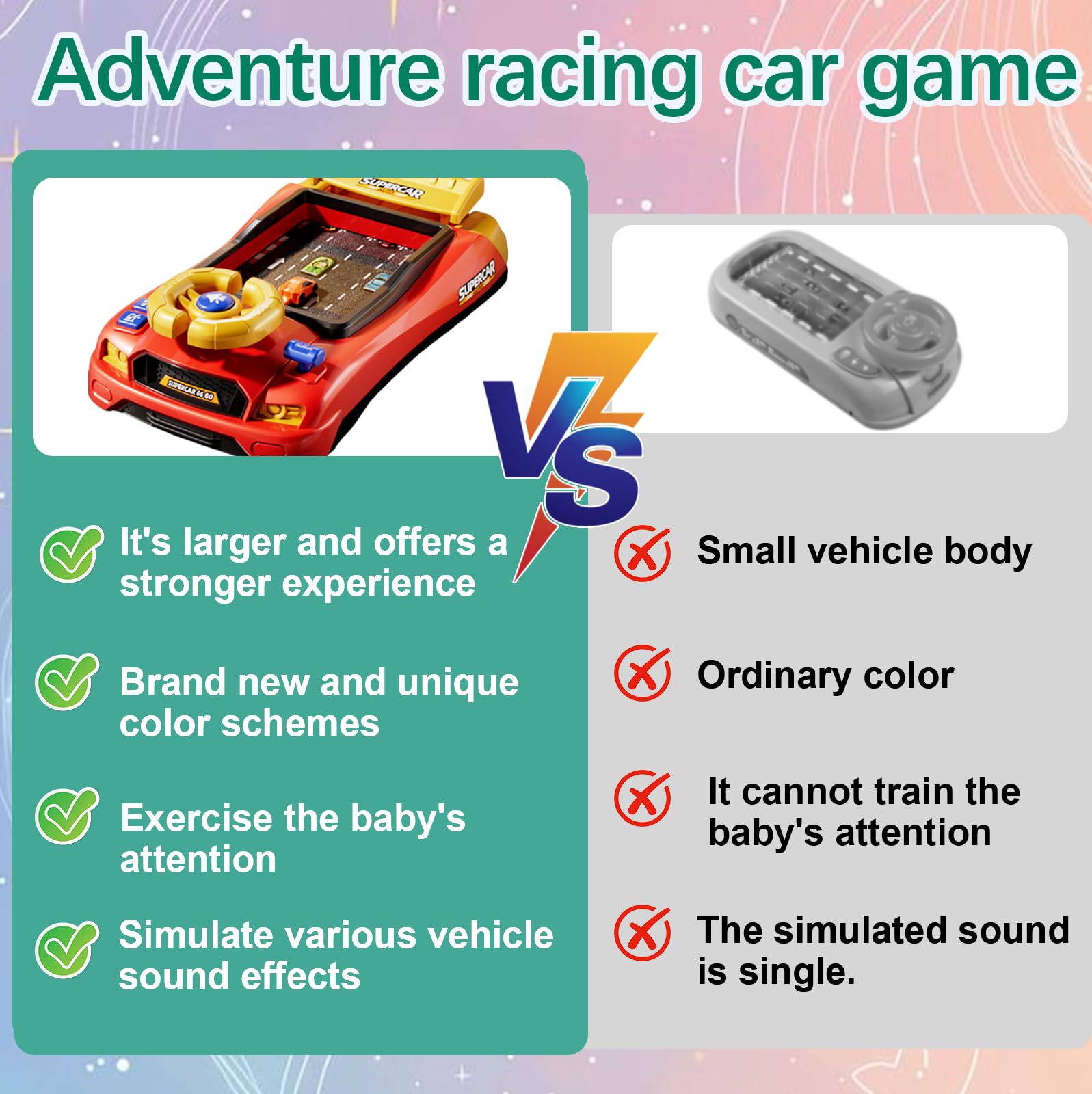 StyleBoon multisensory driving toy promoting focus and coordination
