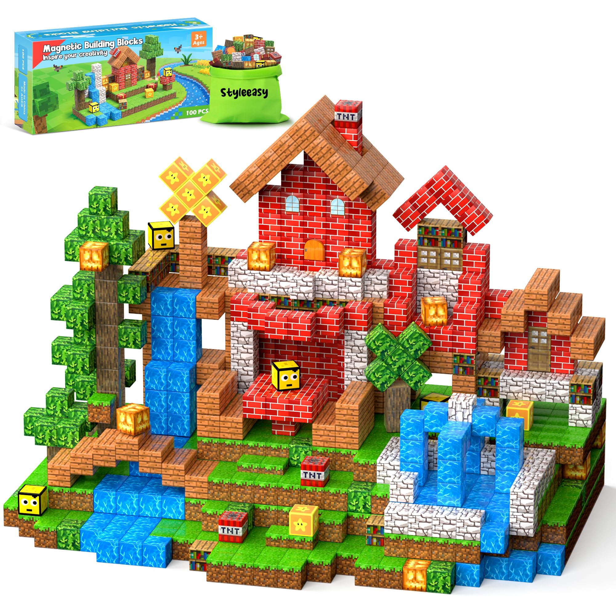 Styleeasy Magnetic Blocks 100pcs cubes for creative STEM play.