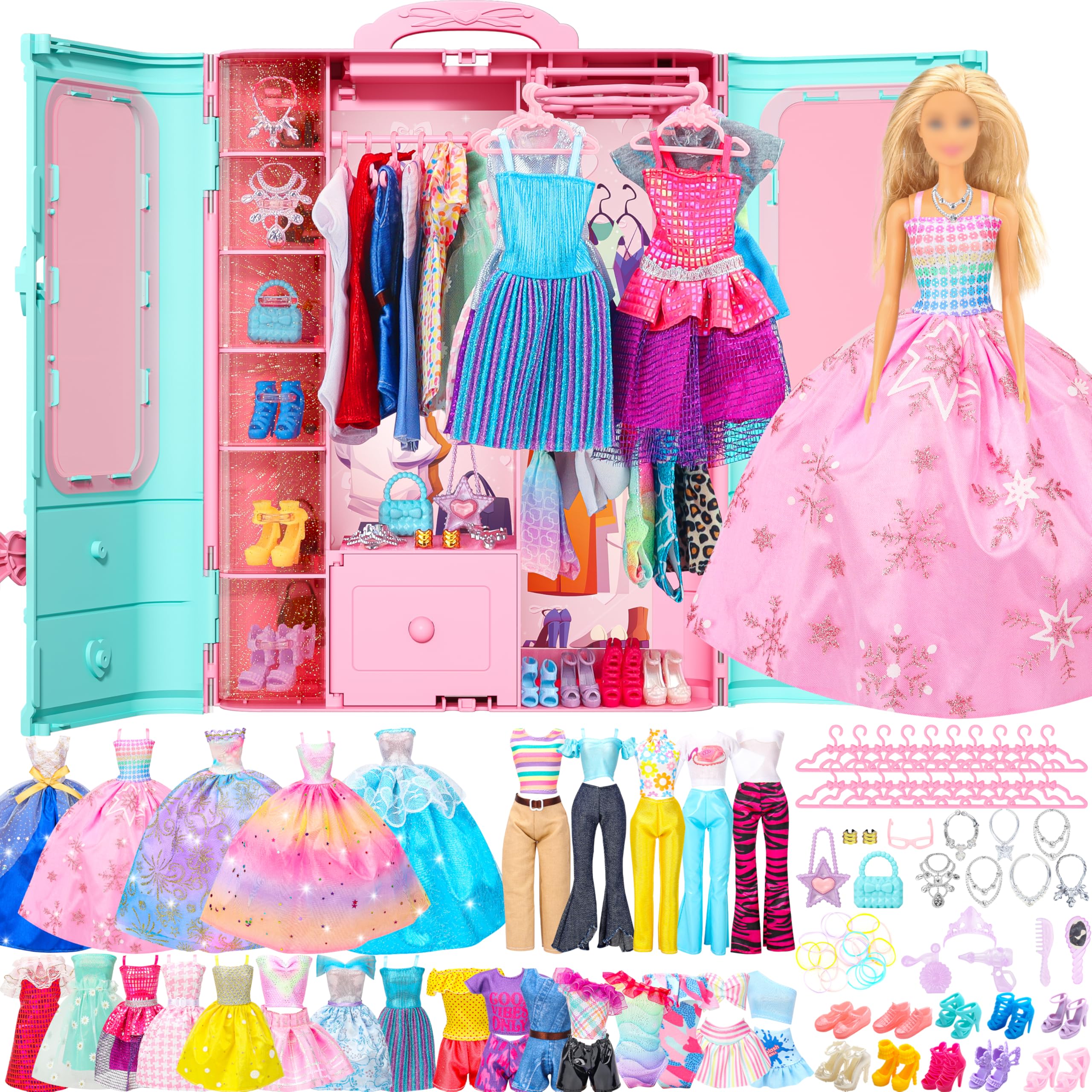 Style Shine doll closet front view for organized dress-up play