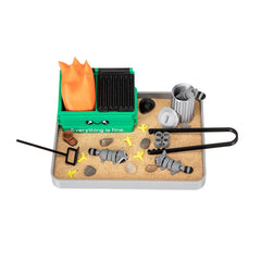 Stylor Dumpster Fire Zen Garden desk with whimsical flames for stress relief at work.