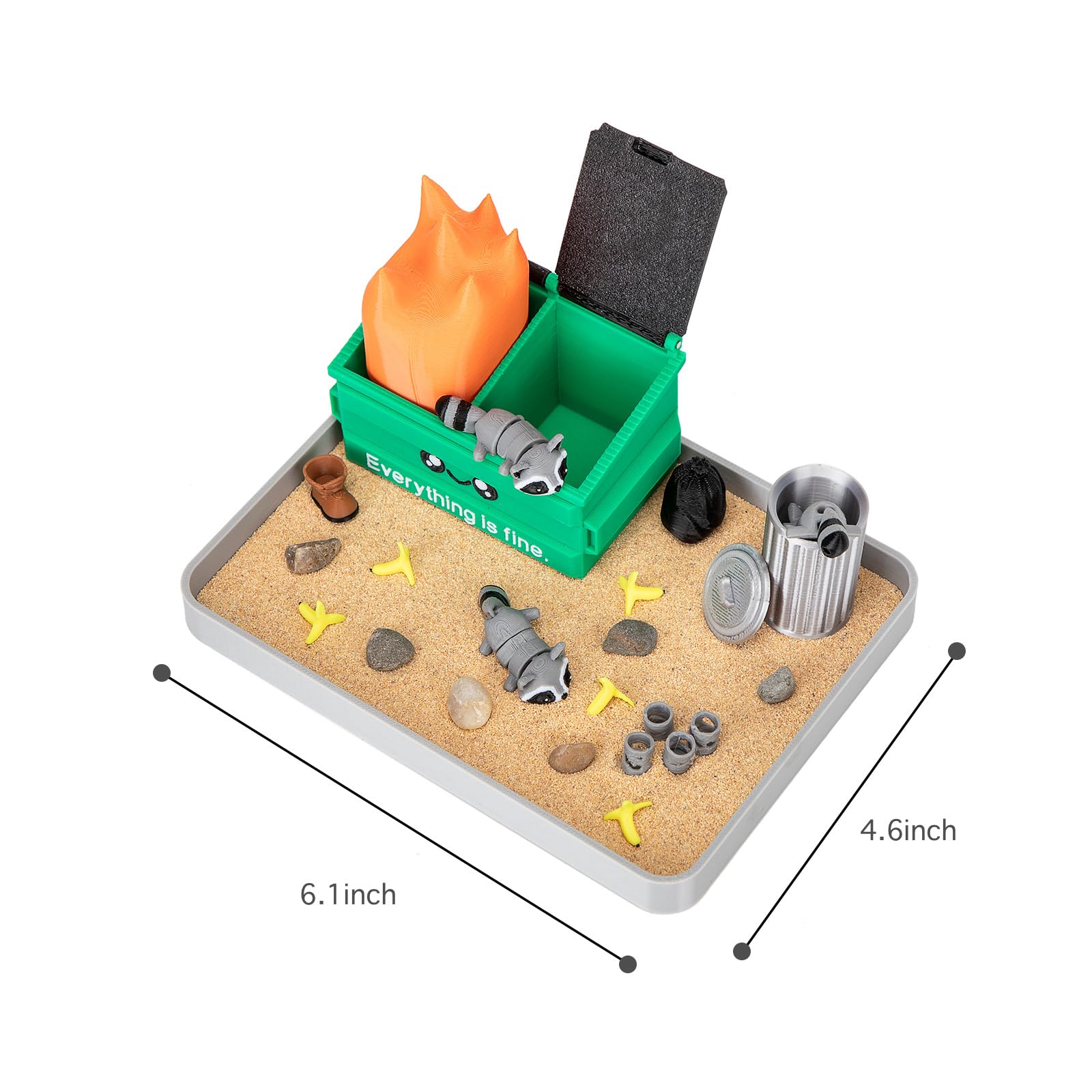 Stylor mini raccoon and sand rake scene encourages quick mindful breaks.