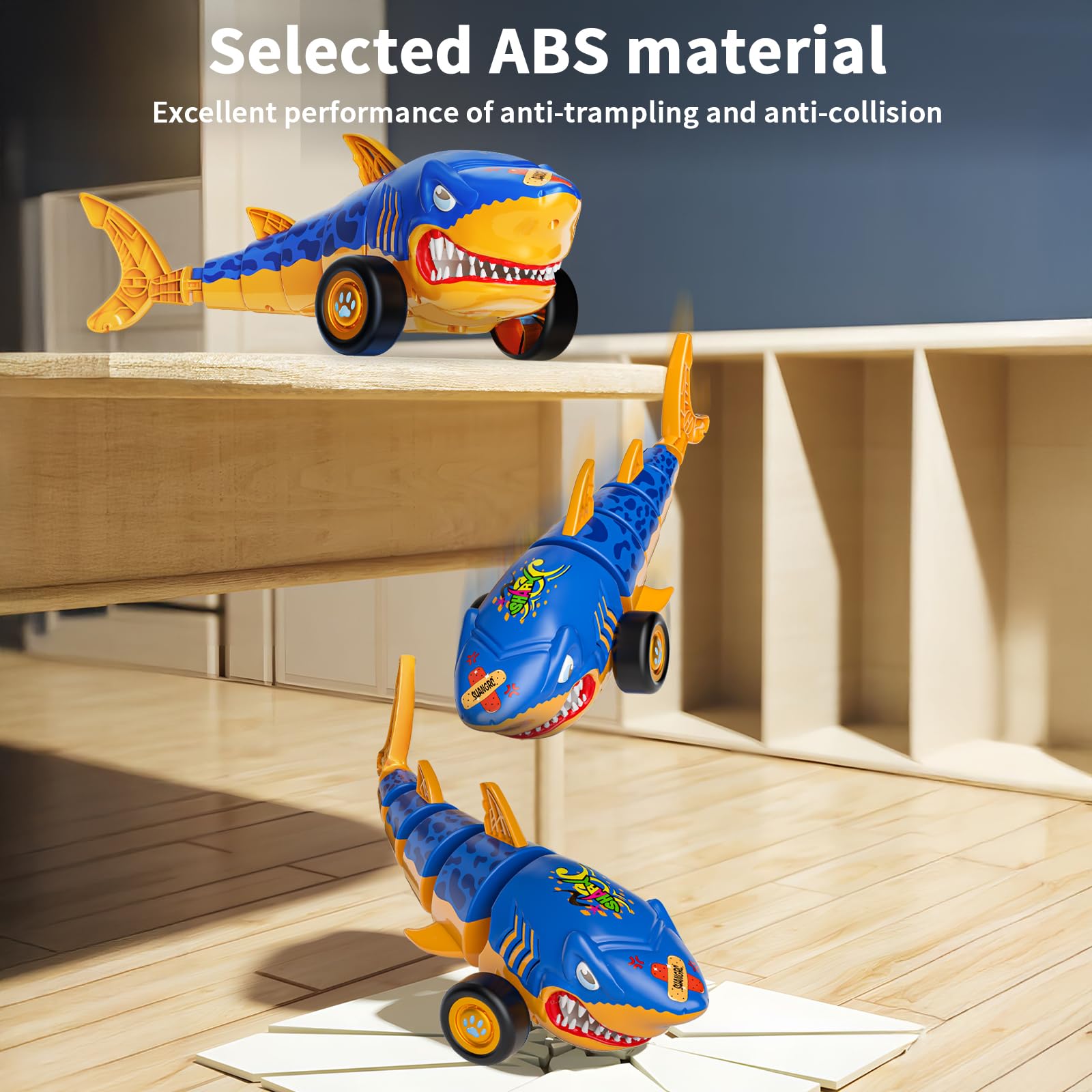 suangrc RC Shark Car indoor-outdoor design for versatile play.