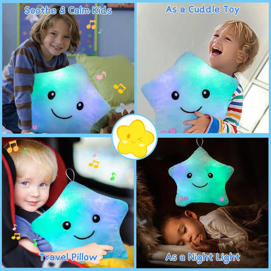 Subao plush star night light blue provides soft illumination for bedtime routines.