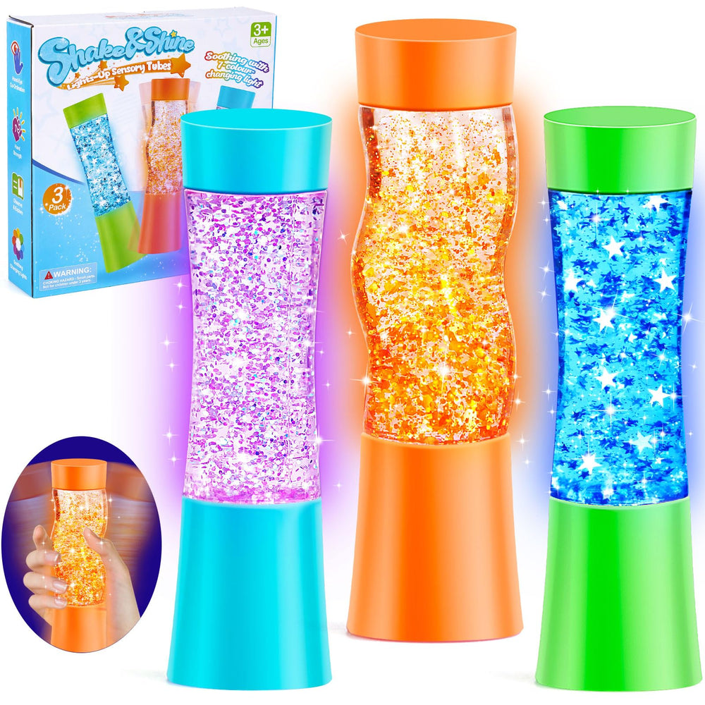 Subao light-up sensory tube with blue glow for enhanced focus in dim light.