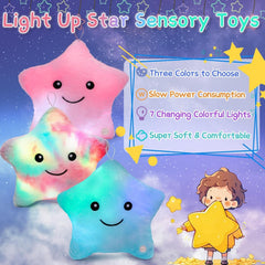 Subao Twinkle Star Pillow lights up gently to ease darkness.