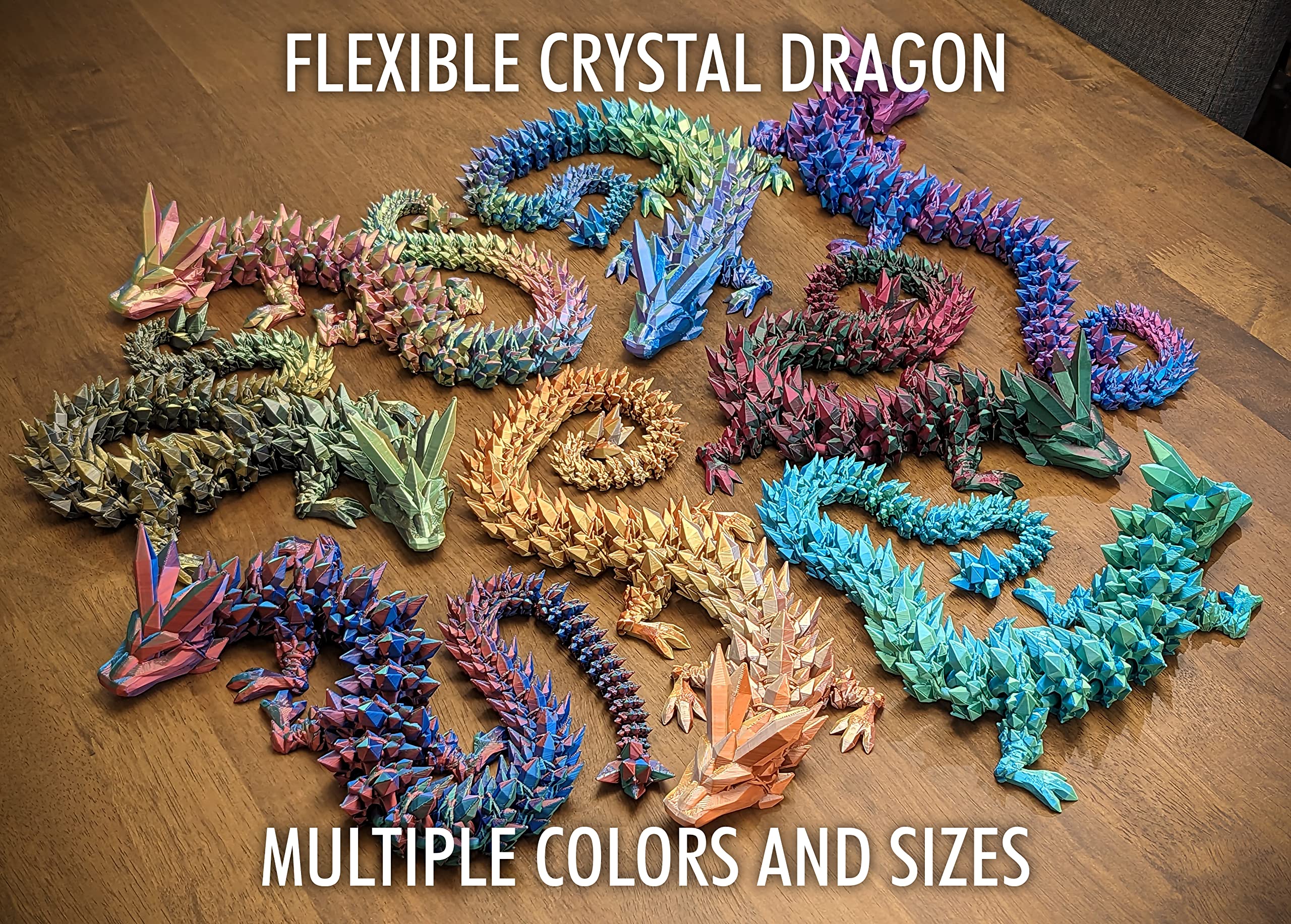Subpoly pearlescent dragon closeup highlights rainbow finish and detail.