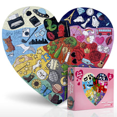 SUBURBAN WITCH CO ERAS heart-puzzle box showcasing bold pop art design for display