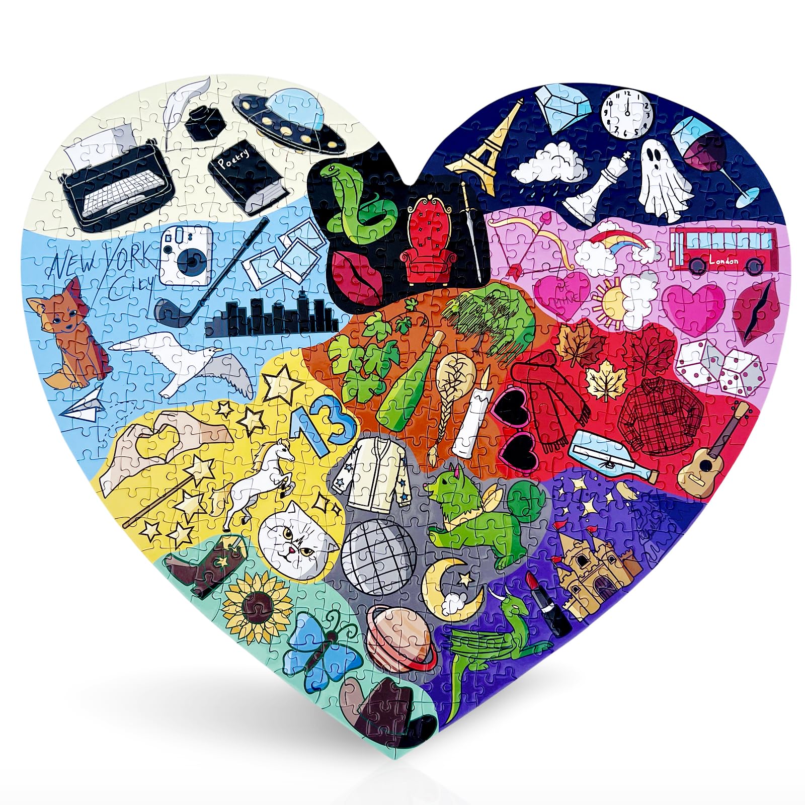 SUBURBAN WITCH CO ERAS heart-puzzle table setup ready for family evening