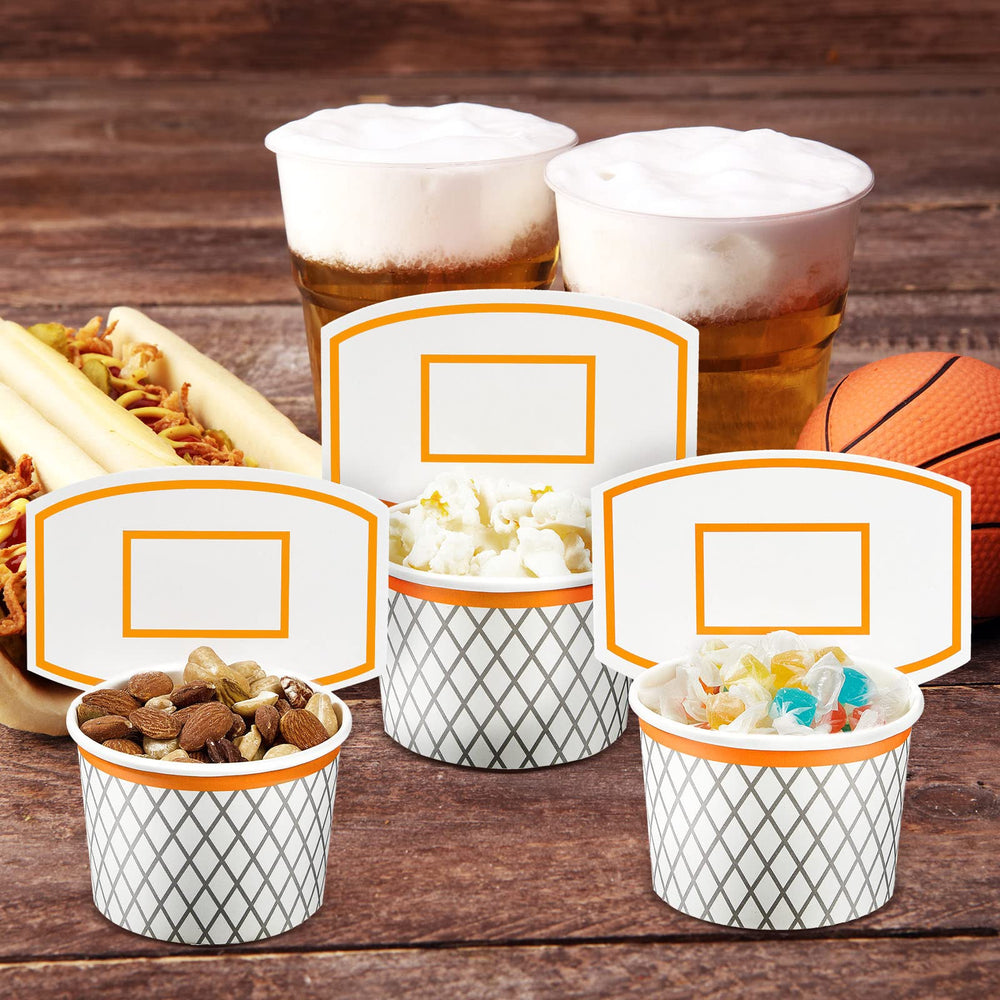 Suclain thick paper basketball-themed cups offer sturdy party serving.