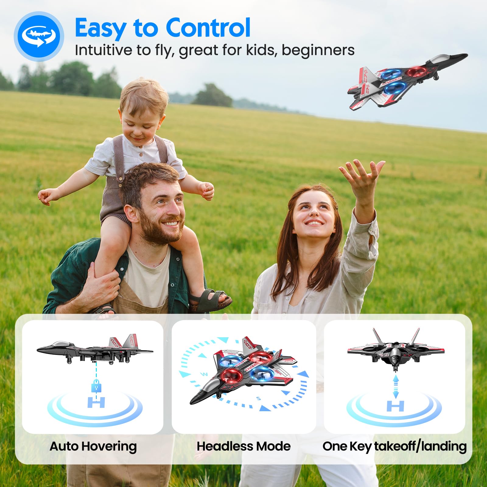 Sucpeii RC plane with LED lights enables night and day stunts.