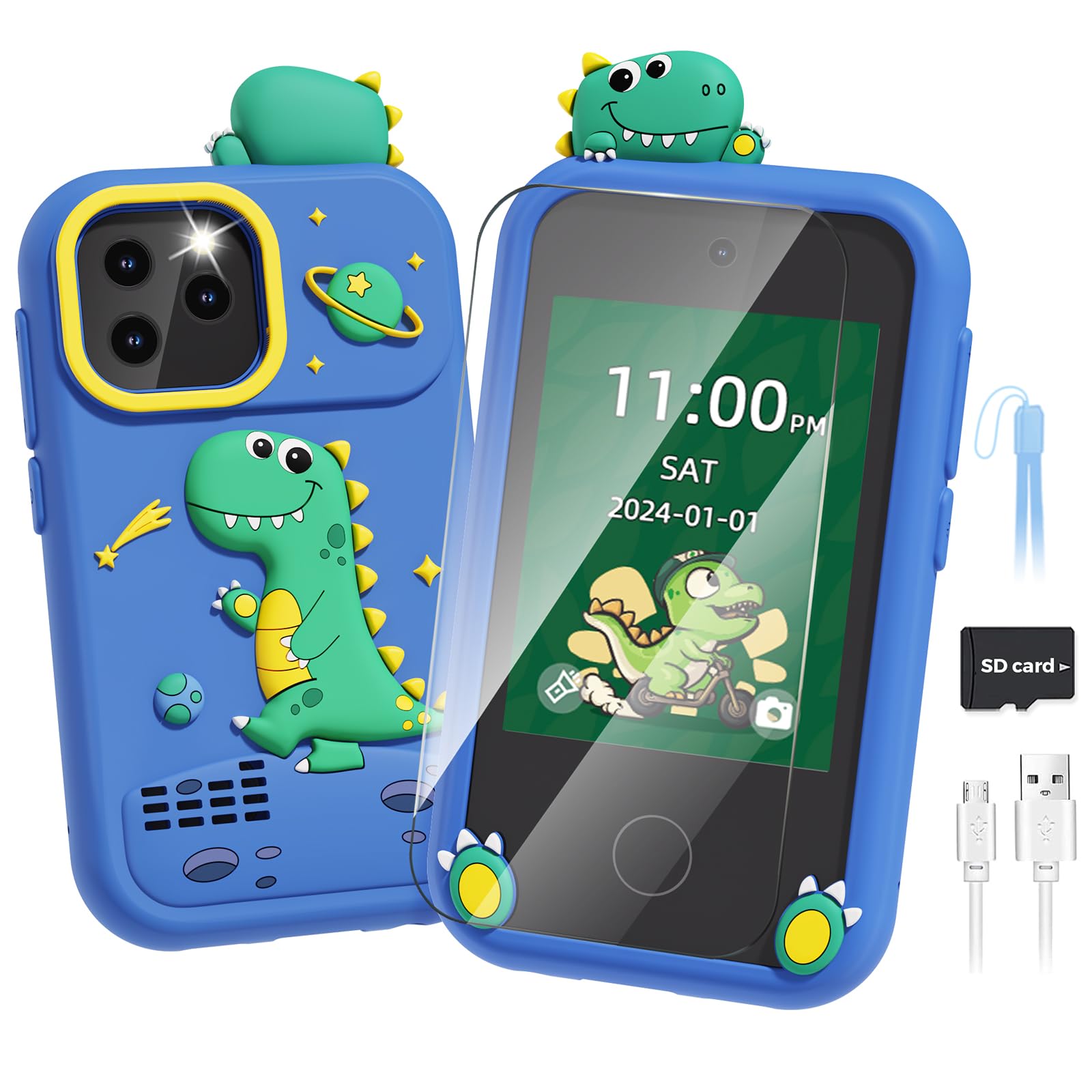 Sueseip kids phone front view shows a kid-friendly design for safe play