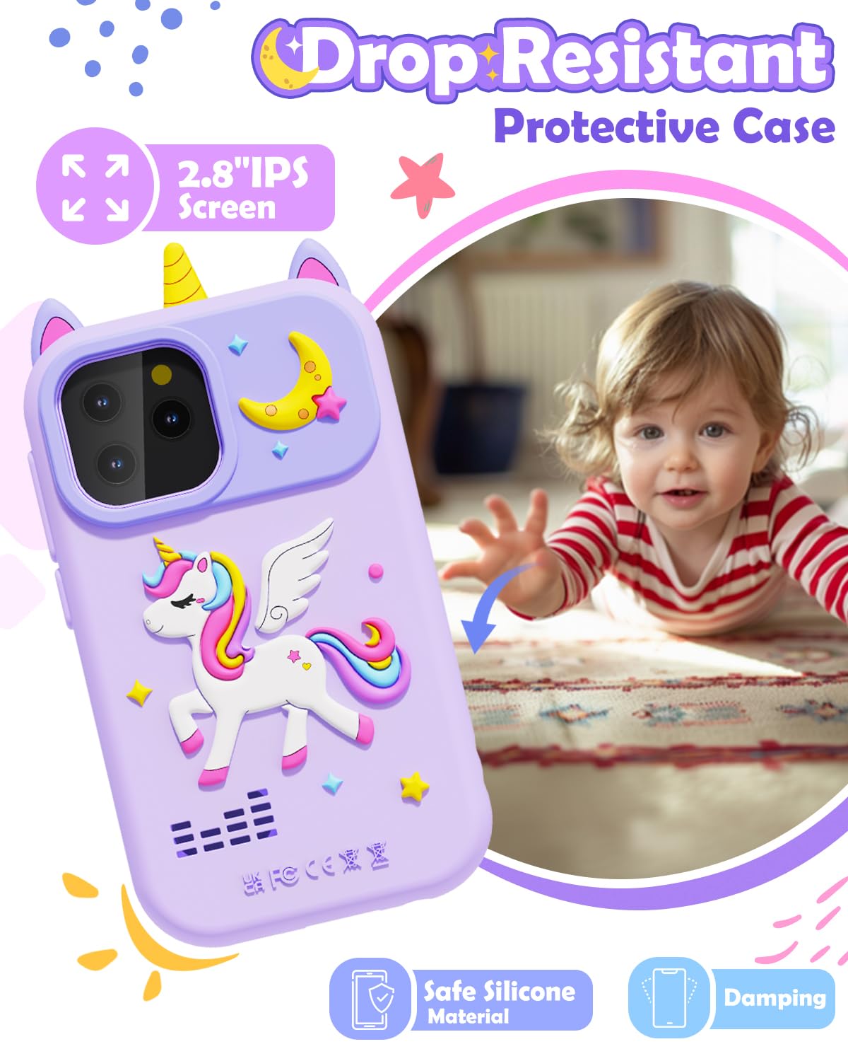 Sueseip phone shows 2.8-inch IPS screen for clear viewing during use.