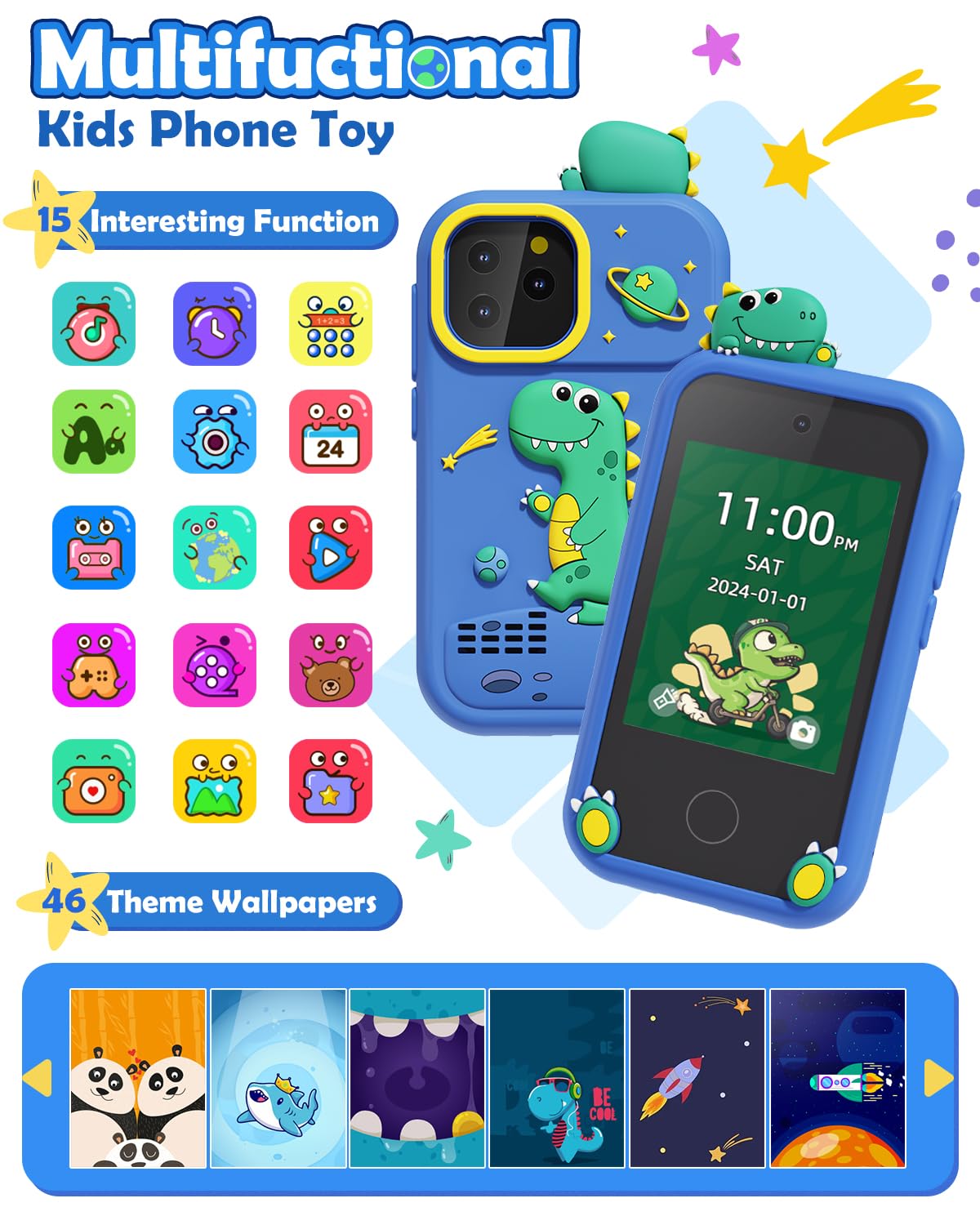 Sueseip kids phone silicone durable case protects against drops during adventures