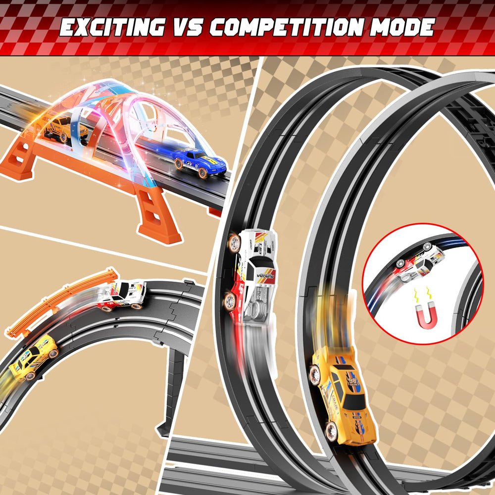SUFICY dual racing tracks provide exciting two-player competition at home.