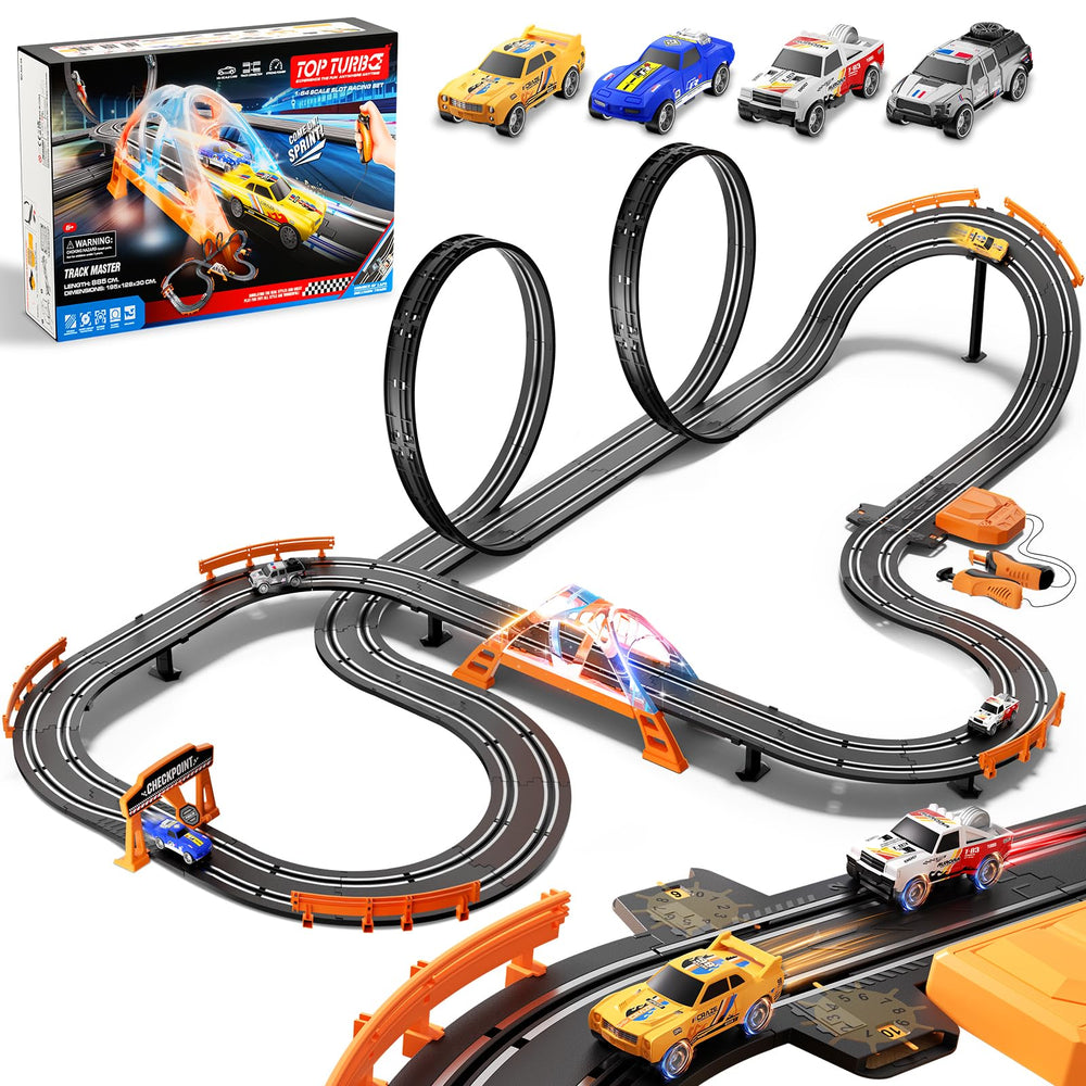 SUFICY 29ft slot car track setup for immersive family racing sessions.