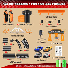 SUFICY track assembly demonstrates snap-fit magnets for easy setup.