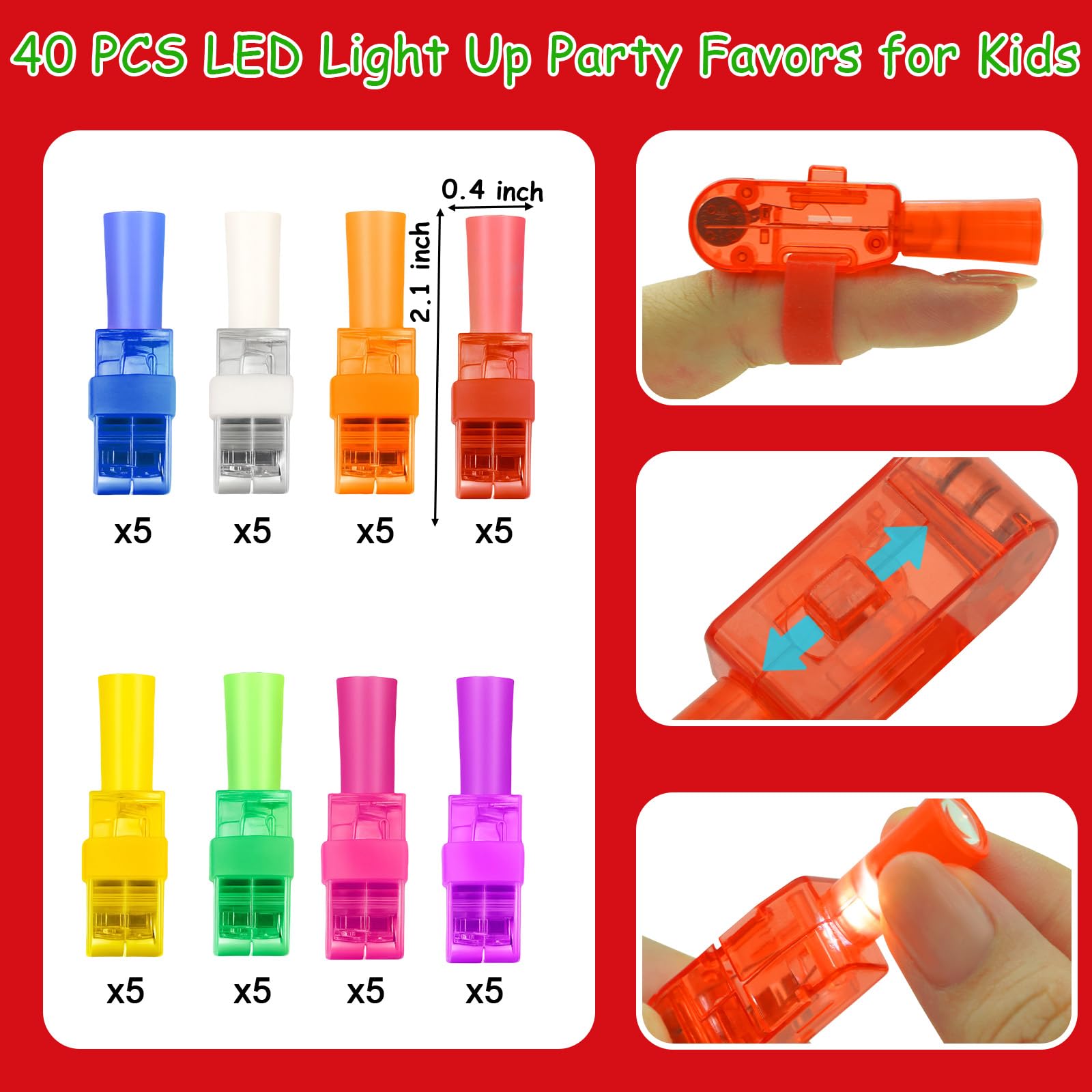 Sufuplay LED finger light held in hand showing bright glow for trick-or-treating
