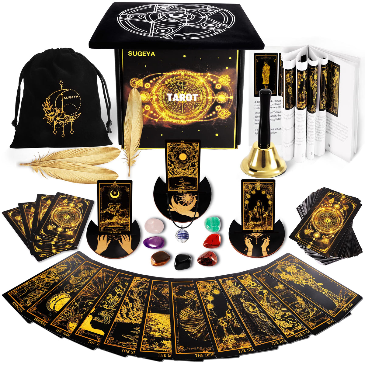 SUGEYA 78-tarot cards with black classic design for immersive readings