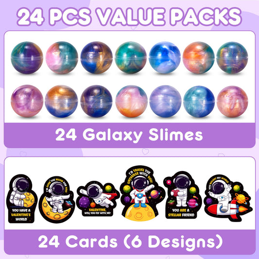 SUGFUT valentine card featuring meteor motif and galaxy slime, perfect for party favors.