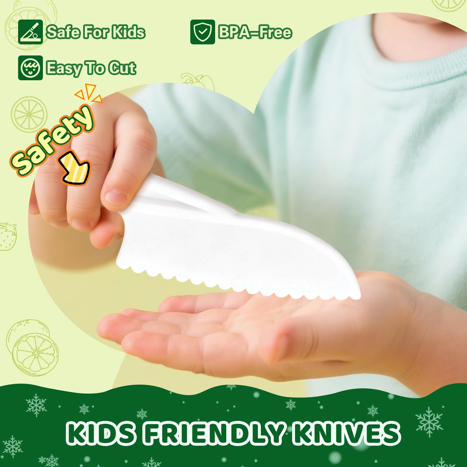 Suhctuptx toddler serrated knives in three sizes for beginner cooking