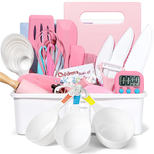 Suhctuptx 37-piece kids cooking set in storage case for organized playtime and easy cleanup