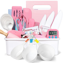 Suhctuptx 37-piece kids cooking set in storage case for organized playtime and easy cleanup
