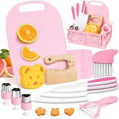 Suhctuptx crocodile wooden knife set for toddlers, safe beginner tools for hands-on cooking
