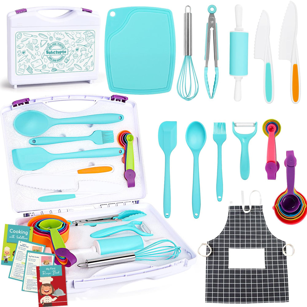 Suhctuptx Kids Cooking Set with Storage Case keeps tools organized for young chefs