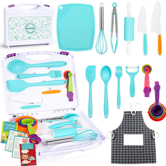 Suhctuptx Kids Cooking Set with Storage Case keeps tools organized for young chefs