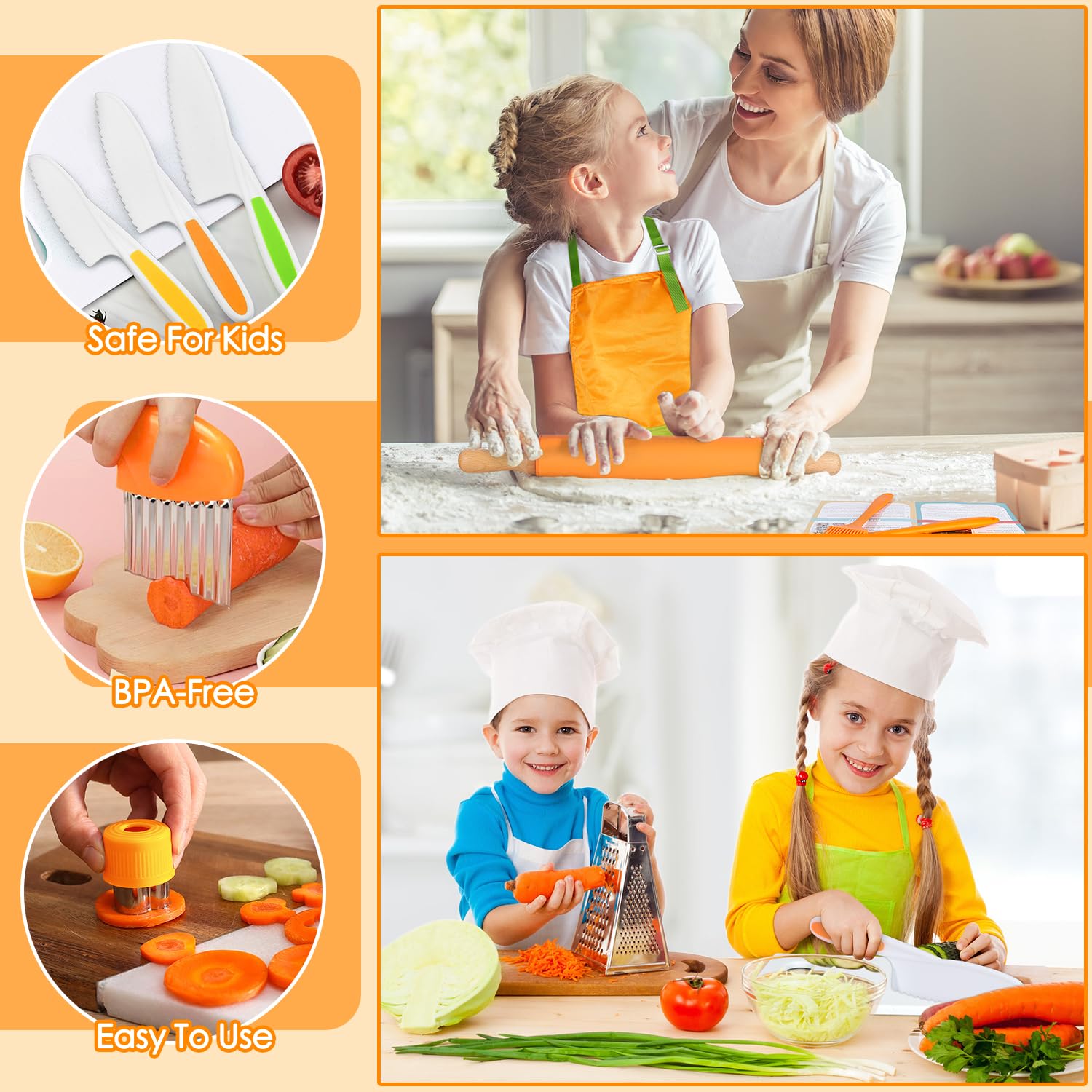 Suhctuptx kid-safe knives designed for small hands and safe food prep