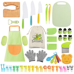Suhctuptx kids wooden knife close-up showing a safe, smooth edge for pretend cooking
