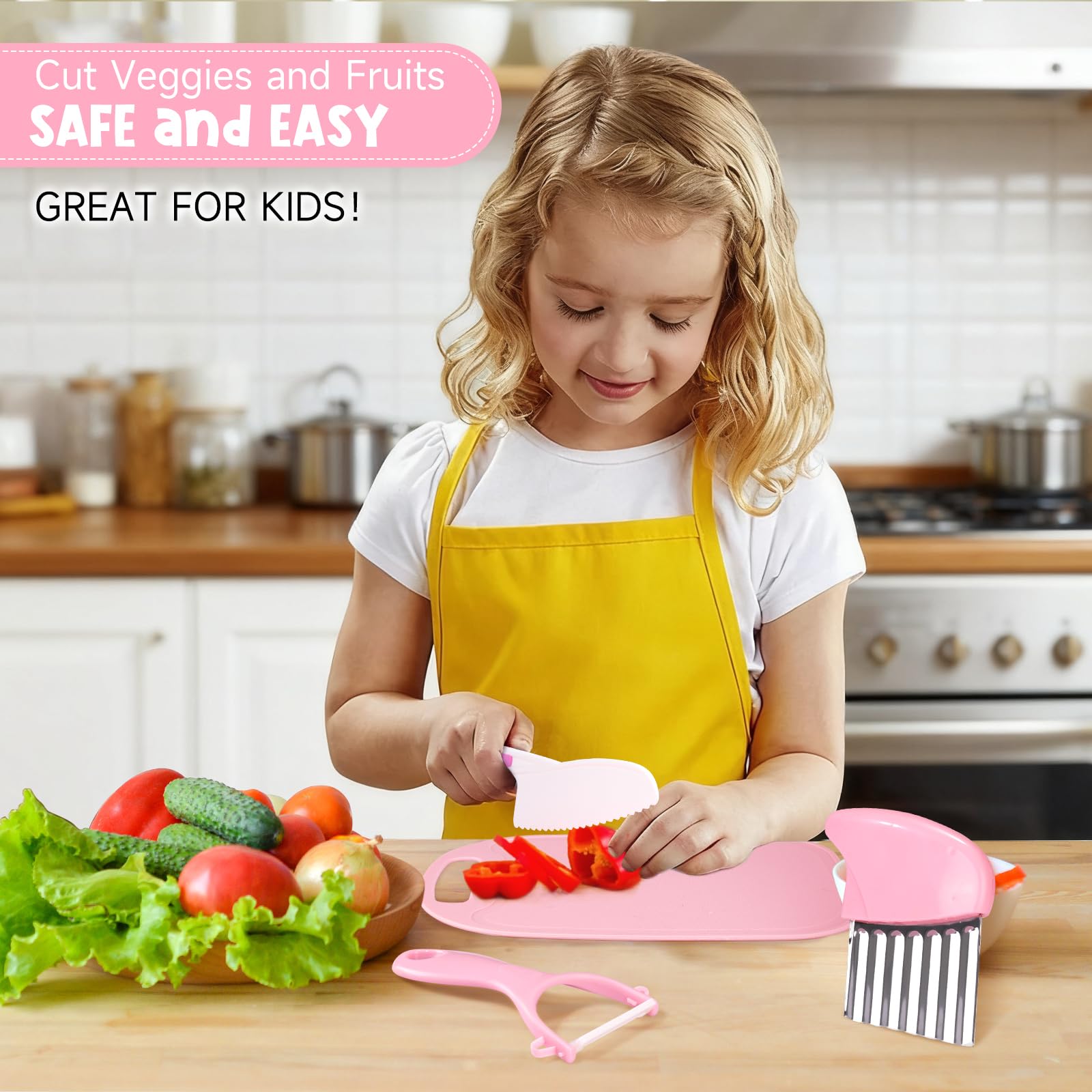 Suhctuptx toddler knife set crinkle cutter for fun food shaping