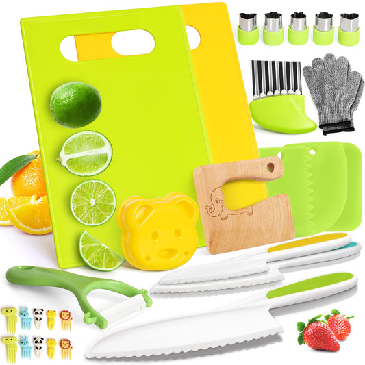 Suhctuptx wooden kids knife set for safe pretend cooking.