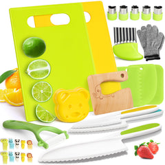 Suhctuptx wooden kids knife set for safe pretend cooking.