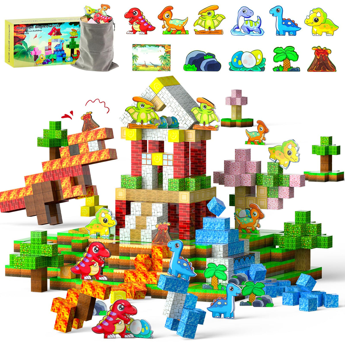 suihuooo dinosaur-themed magnetic cubes boost imaginative play for kids