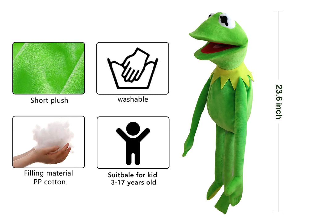 SUIYUEOUR Kermit frog puppet back opening allows easy hand placement.