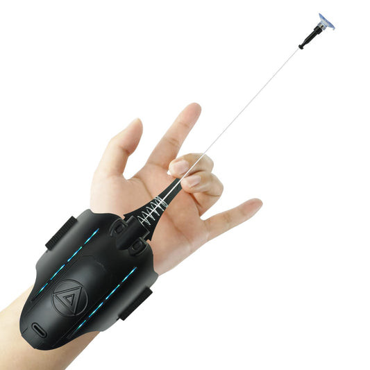 SUIZU 2.0 LED spider web launcher front view with glowing action for cosplay